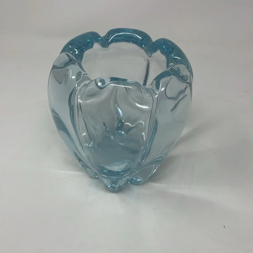 ORREFORS Vintage Blue Glass Vase Sweden 1960's
